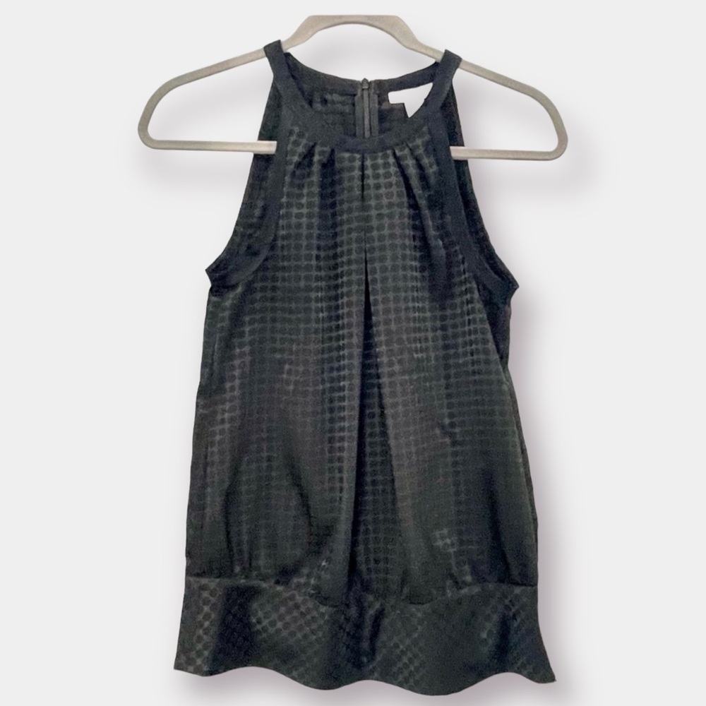 Calvin Klein Black on Black Polka Dot Halter Racerback Blouse Top Size XS